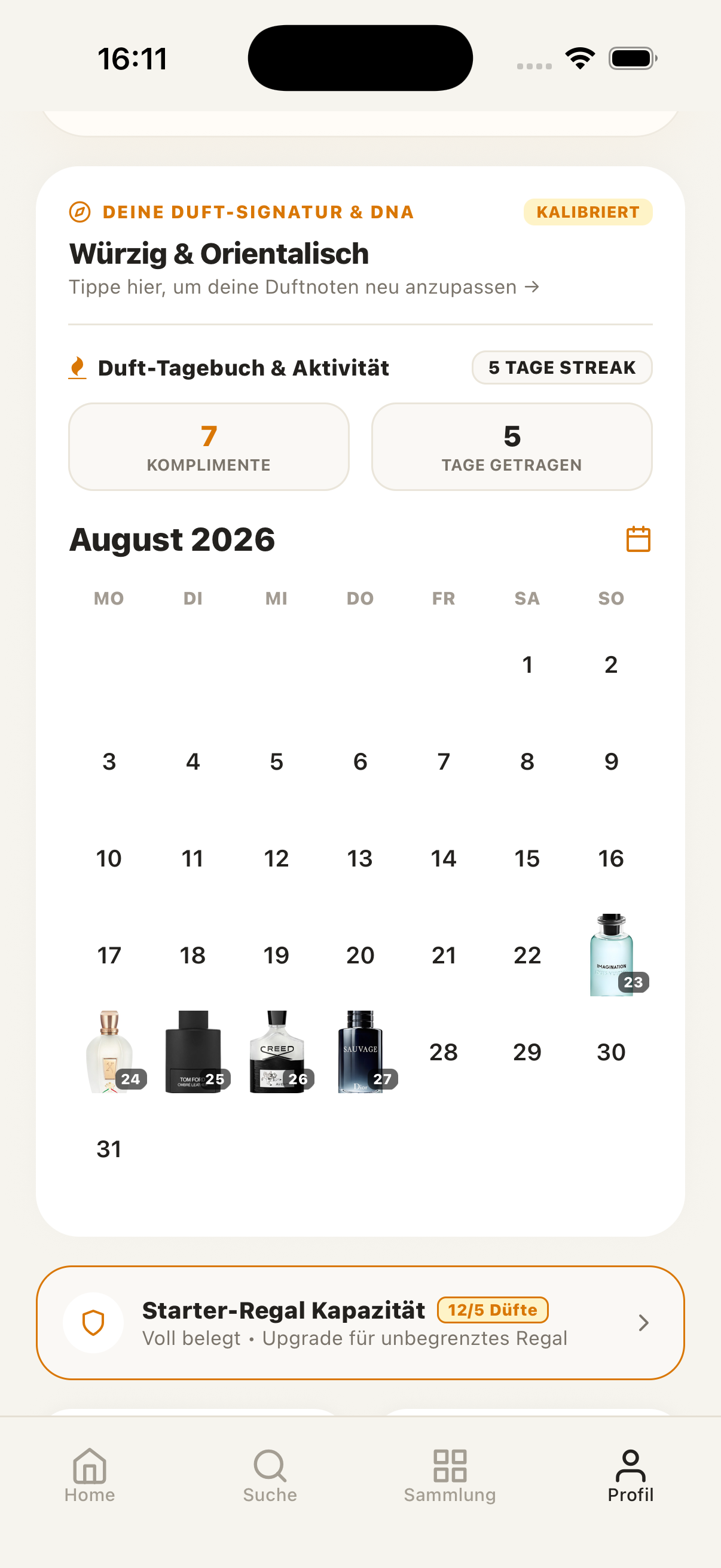 Fragrance Diary & Activity Feature App Screenshot